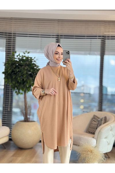 ALANURMODA Ribbed Bat Sleeve Tunic