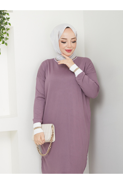 MODAMÜNASİP Harika Merserize Tüylenmez Sim Detaylı  Elbise