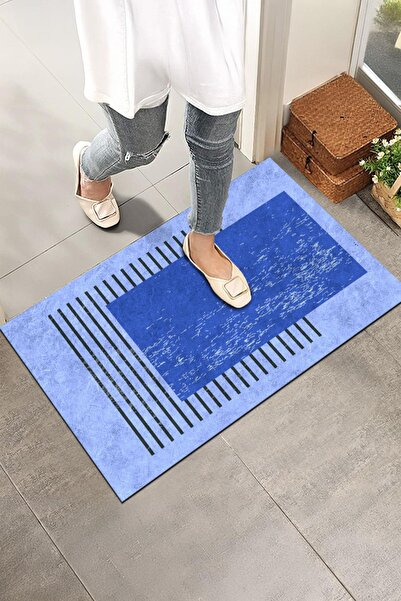 Monnhein سجادة باب حديثة وأنيقة - للاستخدام المنزلي والمكتبي والخارجي (أزرق)