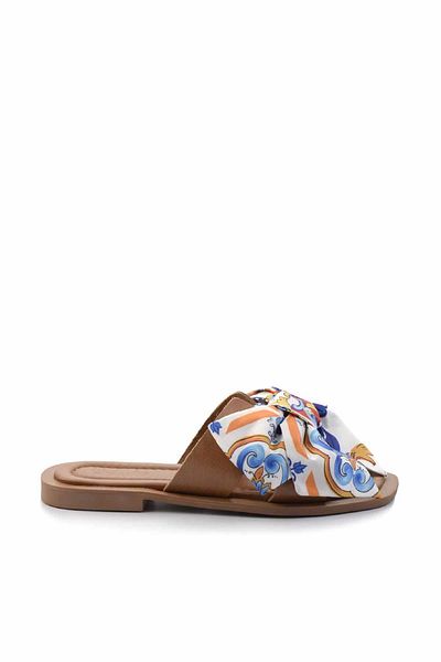 Bambi Tan Beige Genuine Leather Women's Slippers K 04376050003