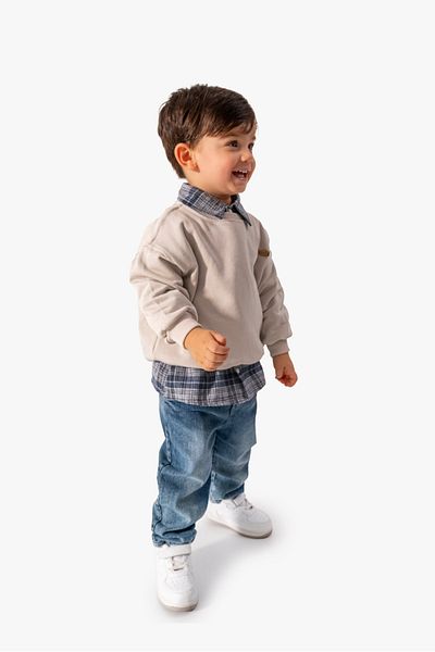 Jikko Baby Shirt Sweatshirt and Jeans Pants for Baby Boy - 3-Piece Set 9064