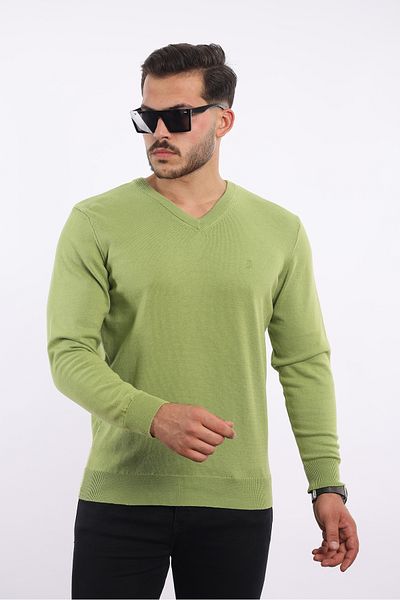 rugatchi 100% Cotton Non-Pilling Standard Fit Regular Cut V-Neck Knitwear Sweater