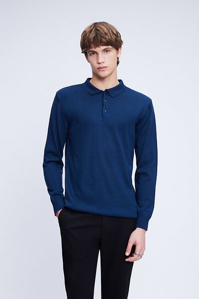 Hatemoğlu Indigo Regular Fit Plain Polo Neck Wool Knitwear Sweater
