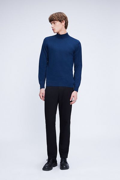 Hatemoğlu Indigo Regular Fit Plain Half Turtleneck Wool Knitwear Sweater