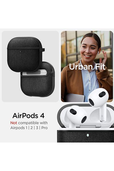 Spigen Urban Fit designed for AirPods 4 case cover (2024) Premium Fabric with Carabiner - Black