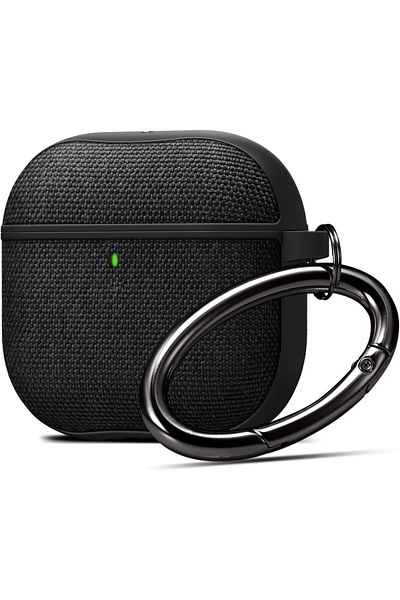 Spigen Urban Fit designed for AirPods 4 case cover (2024) Premium Fabric with Carabiner - Black