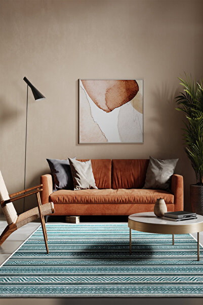 Homefesto Dekoratif Özel Tasarım Yıkanabilir,İnce, Kaymaz Tabanlı, Modern Halı KECE-FR107