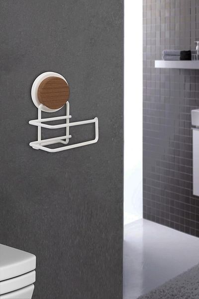 Okyanus Home Ξύλινο μοτίβο Magic Fix Magic Sticky White Lux Θήκη χαρτιού WC