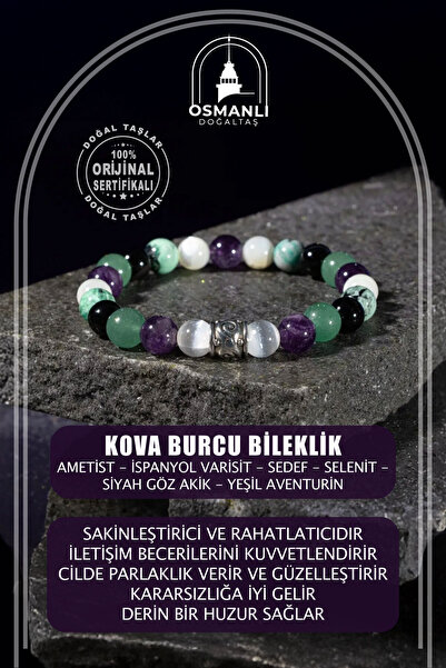 OSMANLI DOĞAL TAŞ Kova Burcu Doğal Taş 8mm Bileklik
