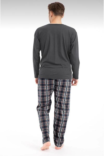 Free Beka Long Sleeve Plaid Patterned Men's Pajama Set with Six Checks Cotton and Comfortable Fabric