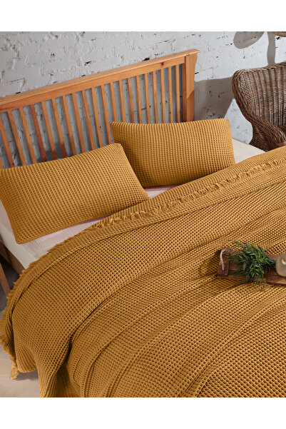 destinyhometex %100 Pamuk Waffle Tek Kişilik Yatak Örtüsü 160x240 cm