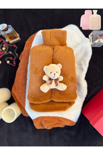 TREND COLOR 2 Lt Capacity Tan Plush Toy Warm Water Bag - Foot Warmer, Snap-On