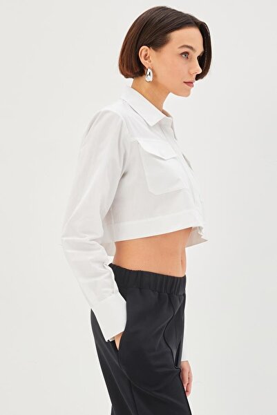 Allyco Бавовняна біла сорочка з кишенями та деталями, крою Regular