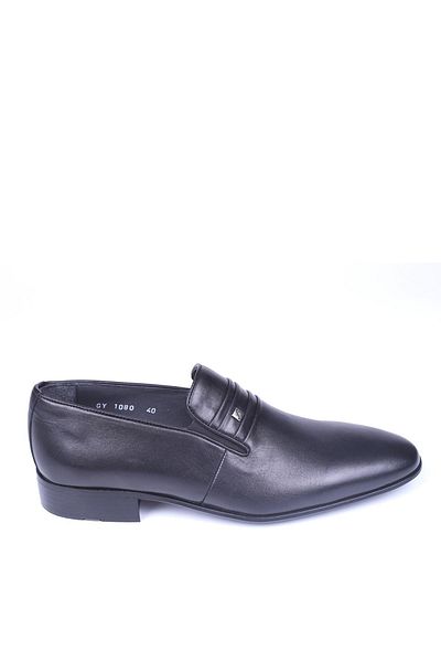 Fosco 1080 Men's Black Laceless Genuine Leather Classic Shoes