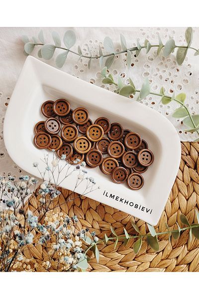 ilmekhobievi 19mm Wooden Button Brown 10 Pieces Field