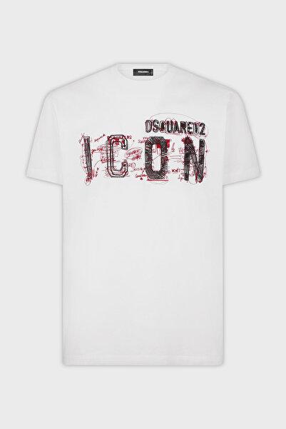 DSquared2 Baskılı % 100 Pamuk Regular Fit Bisiklet Yaka T Shirt Erkek T SHİRT S79GC0084 S23009 100