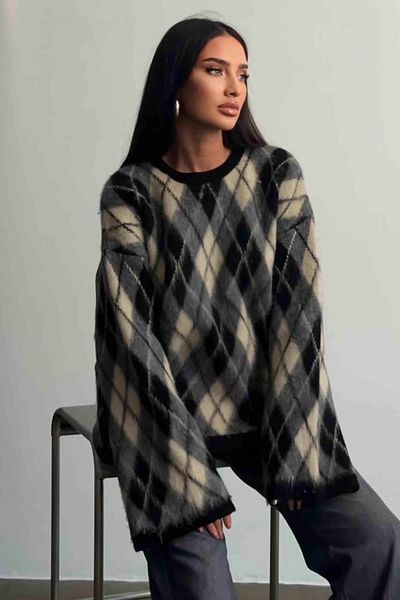 Cistern İstanbul Pulover de damă din tricotaje cu model Argyle