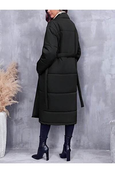 Barbora Φουσκωτό παλτό με επένδυση Γυναικείο μακρύ χειμωνιάτικο παλτό με ίνες