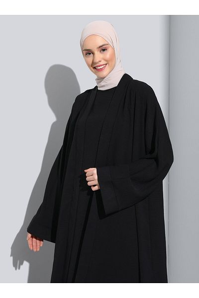 Refka Aerobin Dress&Ferace Double Set - Black- Refka