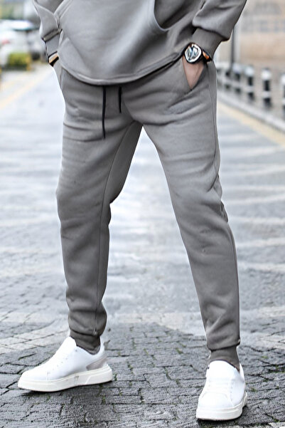 YAKAMEL Ανδρικό φαρδύ παντελόνι φόρμας με απαλή υφή και 3 κλωστές, ελαστικό