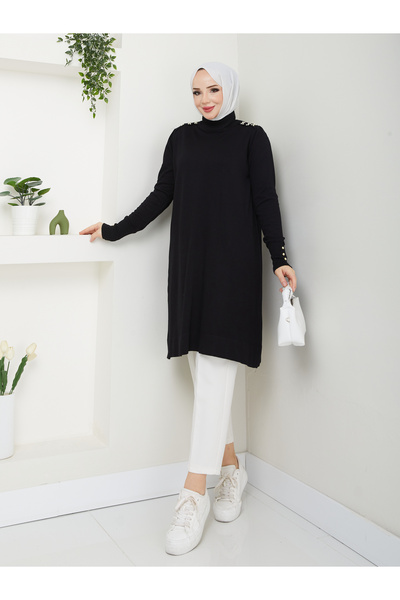 MODAMÜNASİP تونيك أنيق رائع ومزين بالخرز من Mercerized