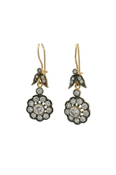 Altınöz Mücevherat Zirkon Taşlı Sallantılı Elmas Görünümlü Gül Model Yeşil Al...