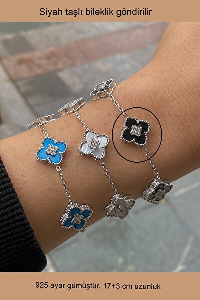 Erer Gümüş Gümüş taşlı yonca model bileklik nz562d32