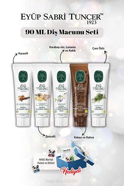Eyüp Sabri Tuncer مجموعة معجون أسنان 90 مل تحتوي على القرنفل والزنجبيل واللاف...