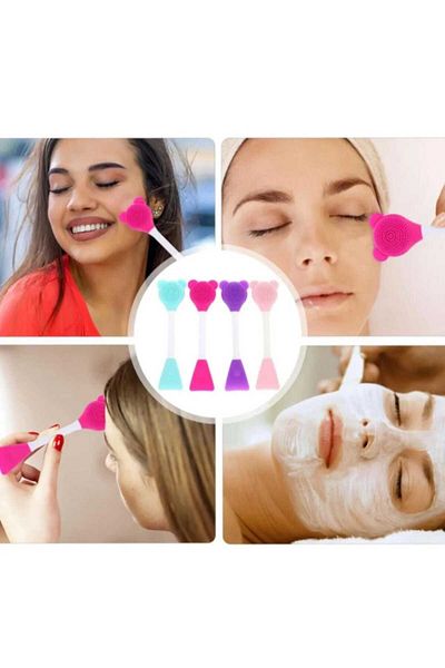 evinizin vitrini 2Pcs Silicone Double Headed Skin Cleansing Mask and Cream Applying Facial Brush