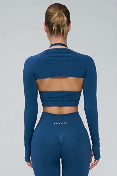 YEXECH Безшовний довгий рукав з деталями на пальцях Aurora Cover Crop Верх