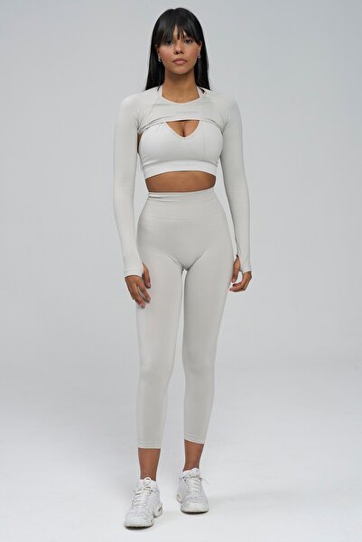 YEXECH Безшовний довгий рукав з деталями на пальцях Aurora Cover Crop Верх