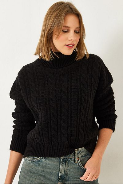 Bianco Lucci Women's Turtleneck Patterned Knitwear Sweater 20246940