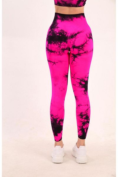 Koza Butik Strângere de fitness pentru femei cu talie înaltă cu model Tie Dye 16160 0031-25