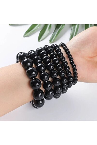 Shiklik MODA مجموعة من 6 أساور نسائية من اللؤلؤ الأسود لتعزيز أناقتك
