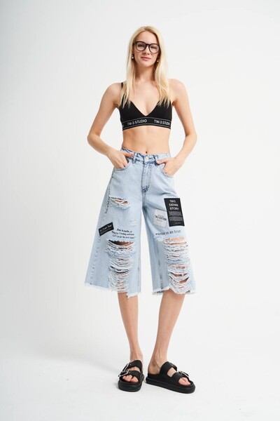 tw3 Σκισμένη λεπτομερής βερμούδα