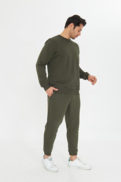 TRENDHİLL Unrival 3 Thread Cotton Basic Crew Neck Unisex Tracksuit Set 5738