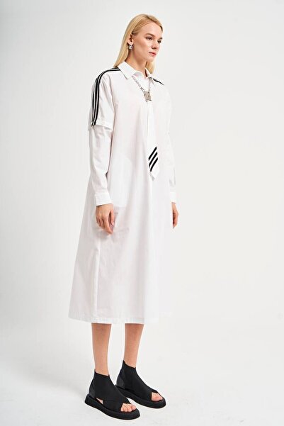 tw3 Rochie cămașă lungă cu cravată cu dungi