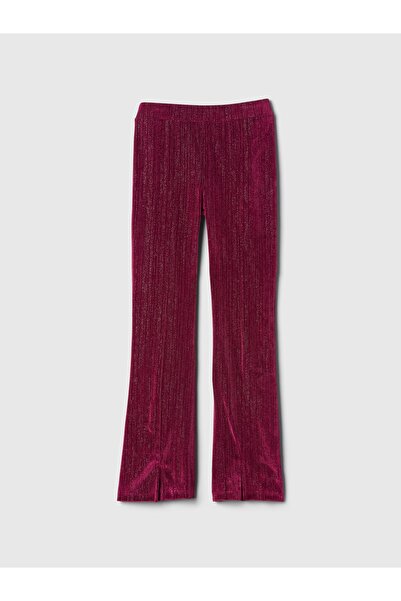 GAP Kız Çocuk Kırmızı Parlak Kadife Flare Legging Tayt