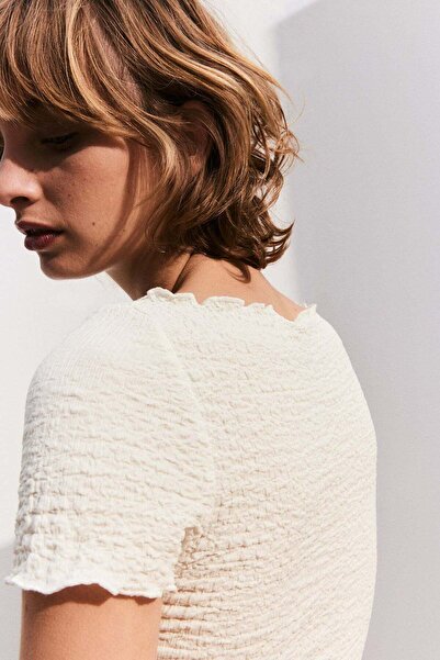 H&M Overlock-detail textured T-shirt