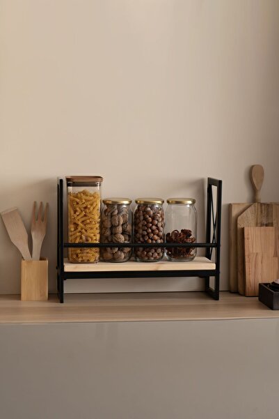 On Dekor Tek Katlı Ahşap Raf