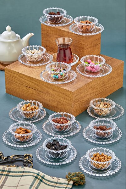 Rembox Akrilik 12 Parça Boncuk Kahvaltılık Seti Çerezlik Şekerlik Sosluk Reçe...