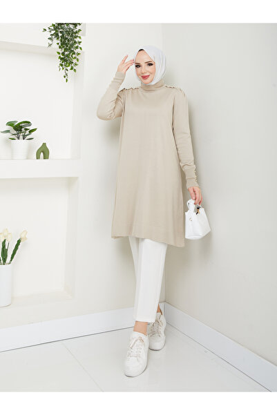 MODAMÜNASİP Wonderful Bead Detailed Mercerized Non-Pilling Stylish Tunic