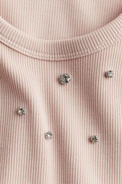 H&M Cropped embellished T-shirt