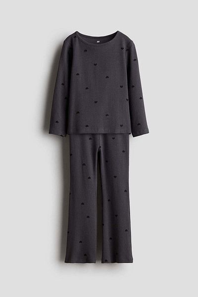 H&M طقم قطني مضلع مكون من قطعتين