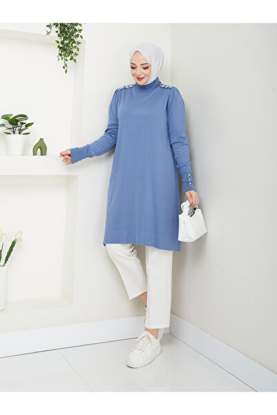 MODAMÜNASİP Wonderful Bead Detailed Mercerized Non-Pilling Stylish Tunic