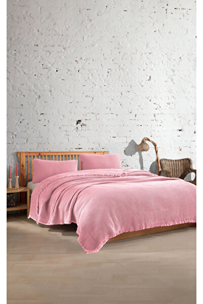 destinyhometex %100 Pamuk Waffle Tek Kişilik Yatak Örtüsü 160x240cm/1 Adet 50x70cm Yastık