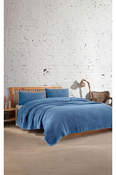 destinyhometex Cuvertură de pat 100% bumbac Waffle - Single, 160x240cm/1 bucată 50x70cm