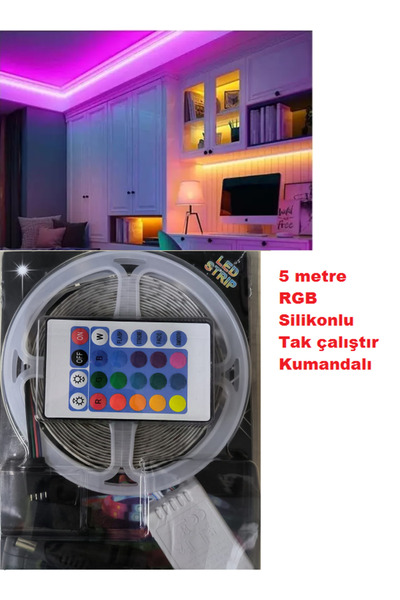 Lumie Rgb şerit led seti (tak Çalıştır. ) uzaktan kumandalı 5mt su geçirmez (SLİKON)