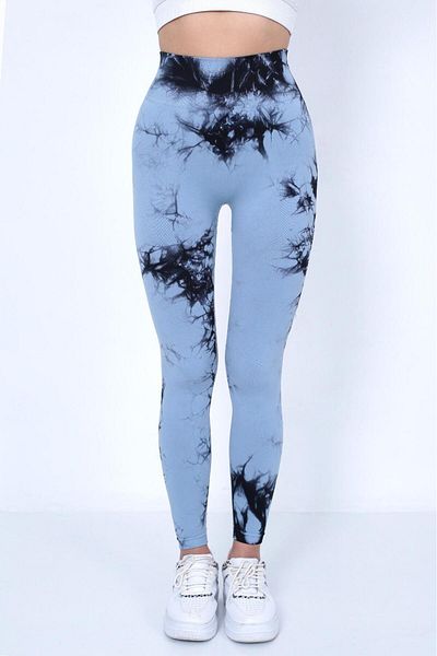 Koza Butik Strângere de fitness pentru femei cu talie înaltă cu model Tie Dye 16160 0031-25