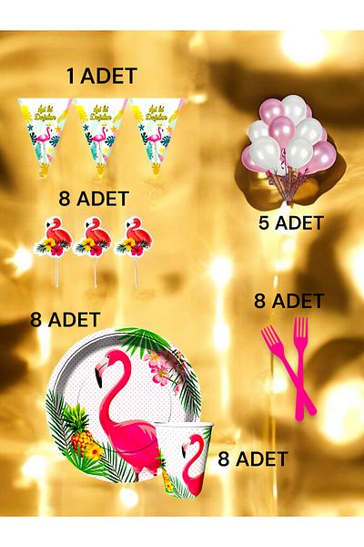 VibeHome Flamingo Themed m Pack for 8 - Birthday Party and Fun Events